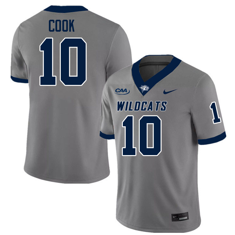 New Hampshire Wildcats #10 Cohen Cook College Football Jerseys,Uniforms-Grey